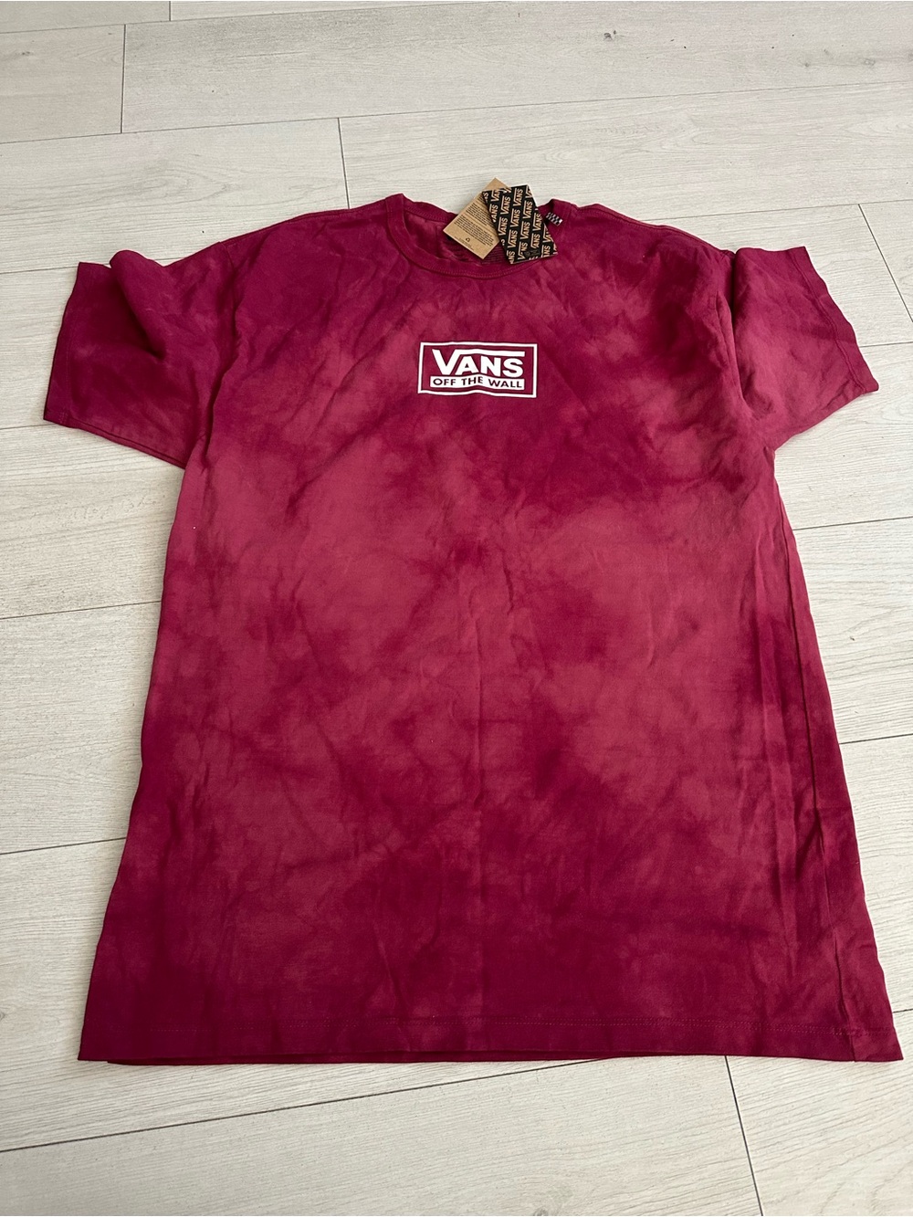 Vans Men's Short Sleeve Tee in Burgundy with White Logo